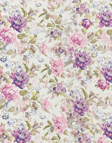 Lilac Wildflower Meadow silk, print close up