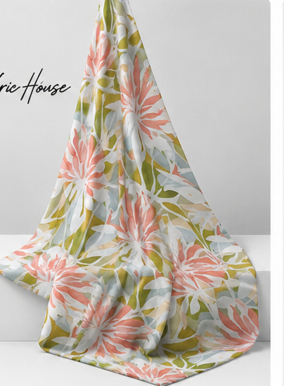 Tropical Pastel Foliage silk draped to show drape and sheen