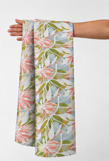 Tropical Pastel Foliage silk held in hand for scale