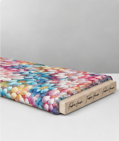 Vibrant Multicolor Blossoms silk folded