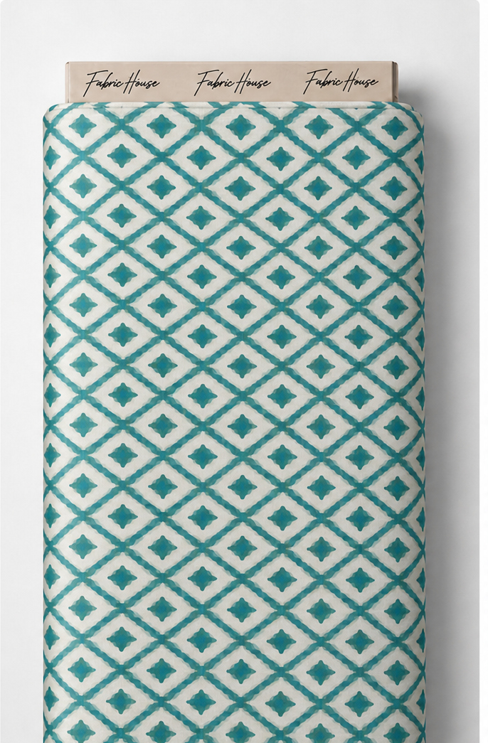 Emerald Diamond Geometric silk full roll