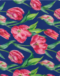 Navy Pink Rose Clusters silk, print close up