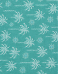 Turquoise White Mini Flowers silk, print close up