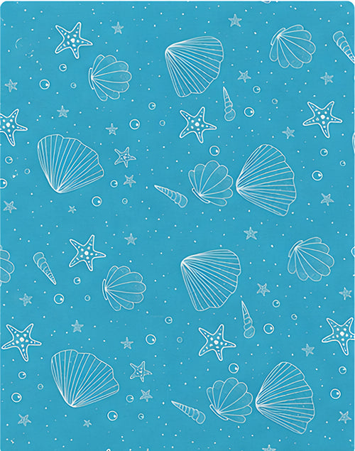 Azure Blue Delicate Motifs silk, print close up