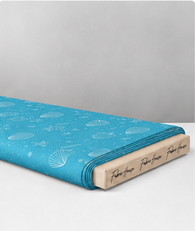 Azure Blue Delicate Motifs silk folded