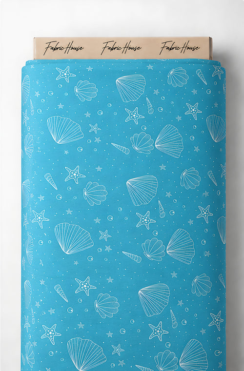 Azure Blue Delicate Motifs silk full roll