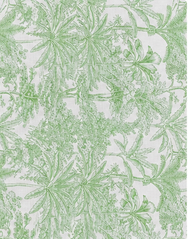 Sage Green Botanical silk, print close up