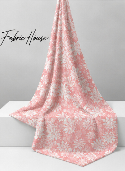 Peach Watercolor Floral silk draped to show drape and sheen