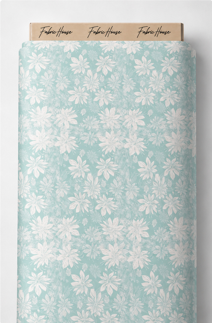 Pale Aqua Floral Lace silk full roll