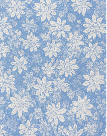 Powder Blue Floral Lace silk, print close up