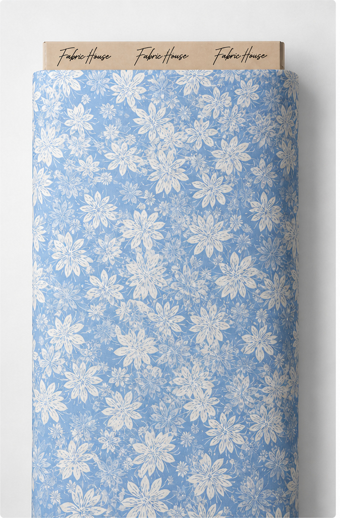 Powder Blue Floral Lace silk full roll