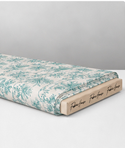 Teal Botanical Toile silk folded