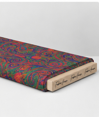 Burgundy Teal Paisley silk folded