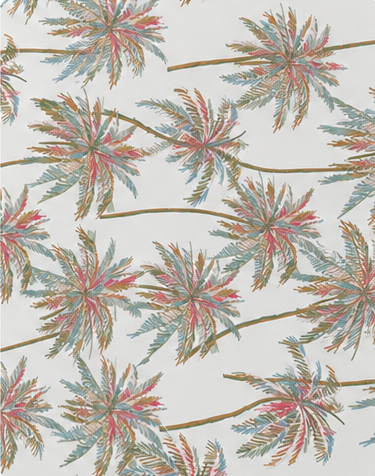 Brown Tropical Palm Leaves silk, print close up