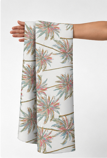 Brown Tropical Palm Leaves silk held in hand for scale