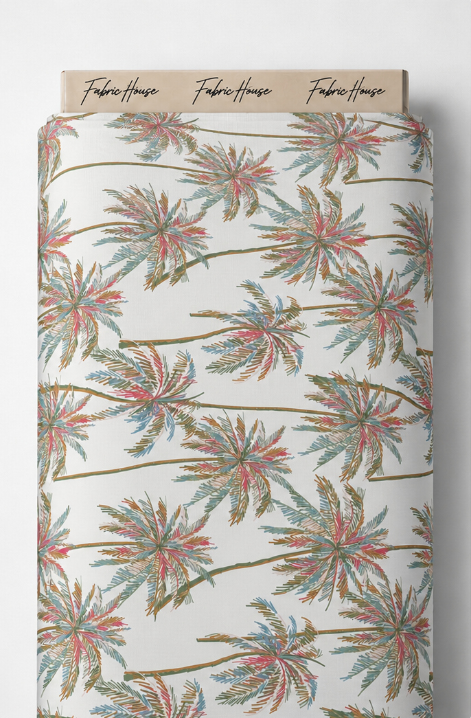 Brown Tropical Palm Leaves silk full roll