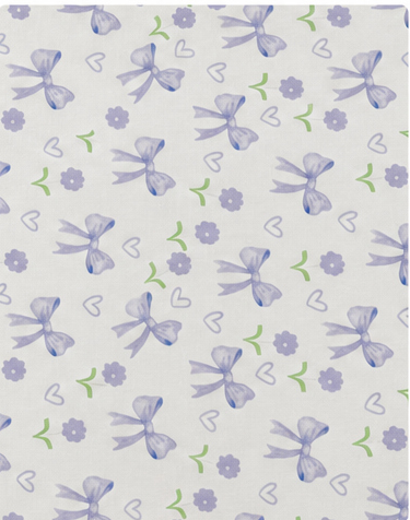 White Blue Tiny Sprigs silk, print close up