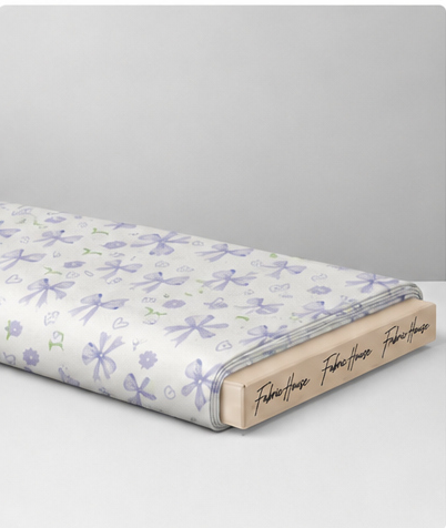 White Blue Tiny Sprigs silk folded