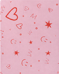 Pink Hearts and Doodles silk, print close up