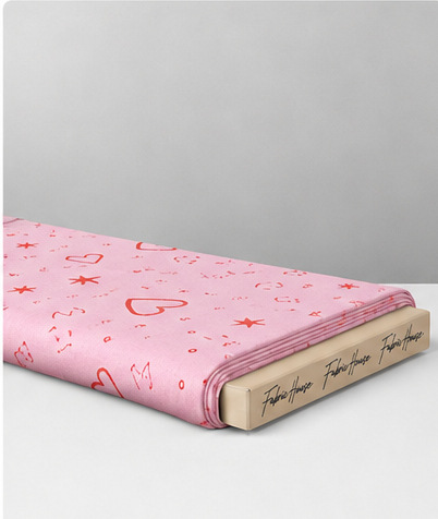 Pink Hearts and Doodles silk folded