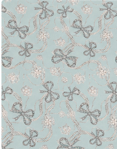 Misty Blue Floral Sketch silk, print close up
