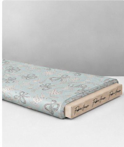 Misty Blue Floral Sketch silk folded