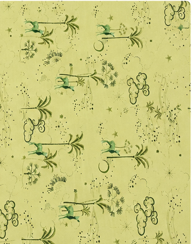 Lime Green Botanical Print silk, print close up