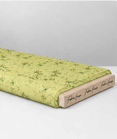 Lime Green Botanical Print silk folded