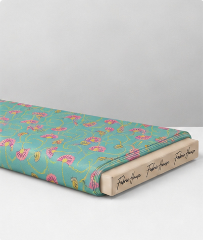 Mint Pink Tiny Blossoms silk folded