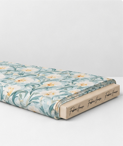 Blue Ochre Botanical silk folded