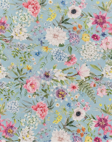 Mint Rose Garden silk, print close up