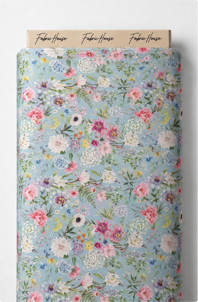 Mint Rose Garden silk full roll