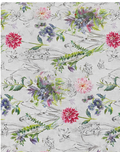 White Pink Floral Branches silk, print close up