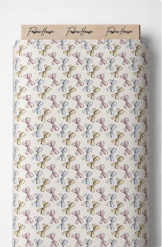 Cream Blue Repeating Motifs silk full roll