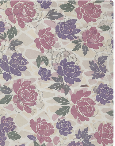 Dusty Mauve Floral Clusters silk, print close up