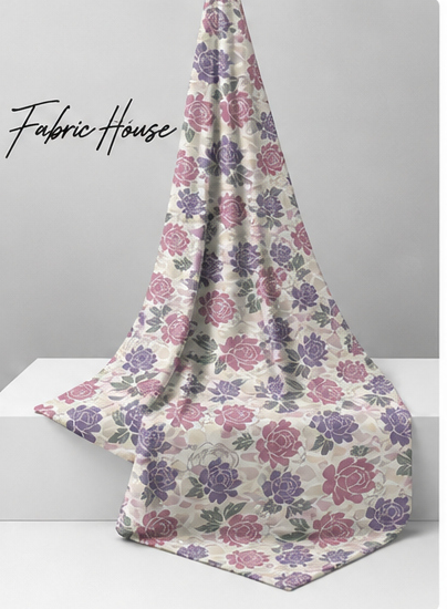 Dusty Mauve Floral Clusters silk draped to show drape and sheen