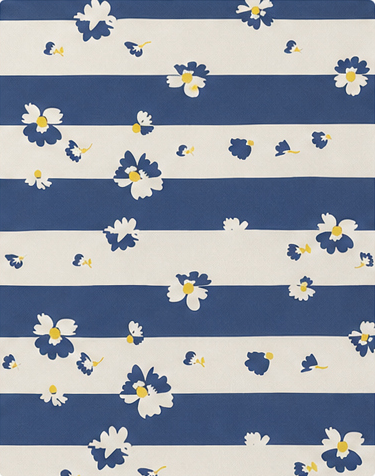 Navy White Horizontal Stripes silk, print close up