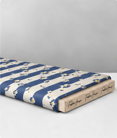 Navy White Horizontal Stripes silk folded
