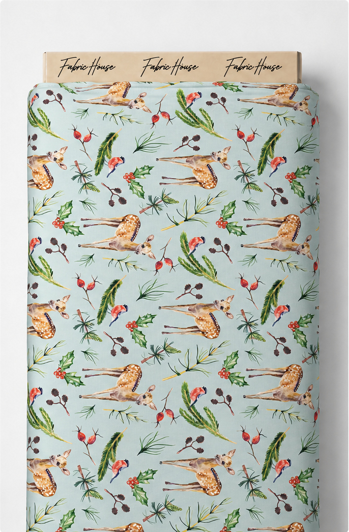 Pastel Tropical Leaf Print silk full roll