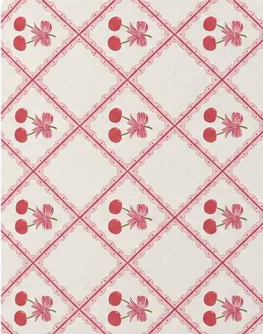 Rose Red Diamond Trellis silk, print close up