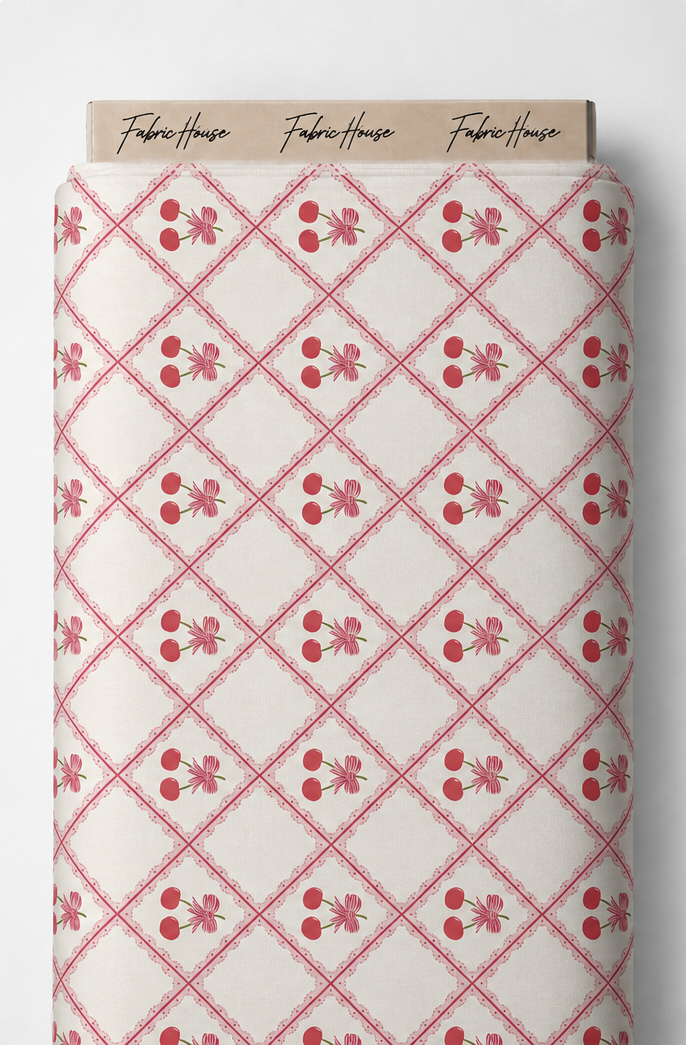 Rose Red Diamond Trellis silk full roll