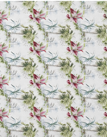 Tiny Rosebud Sprigs silk, print close up