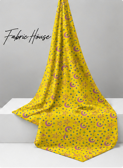 Sunny Yellow Mini Florals silk draped to show drape and sheen
