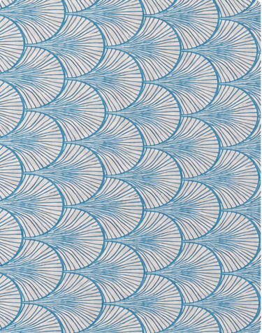 Blue White Ornamental Pattern silk, print close up