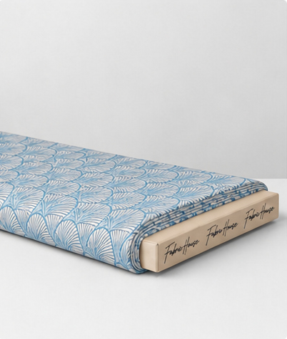 Blue White Ornamental Pattern silk folded