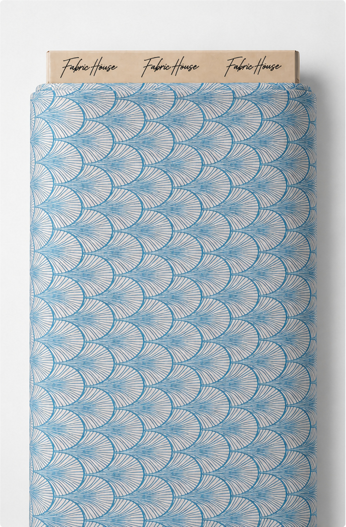 Blue White Ornamental Pattern silk full roll