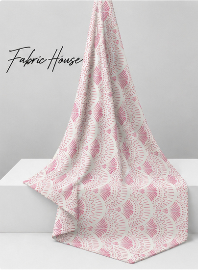 Soft Pink Minimal Motifs silk draped to show drape and sheen