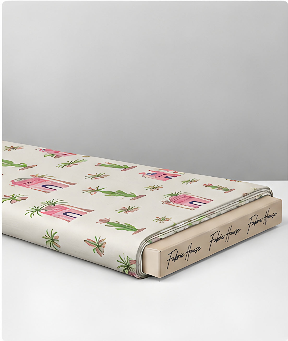 Pink Playful Illustrated Motifs silk folded