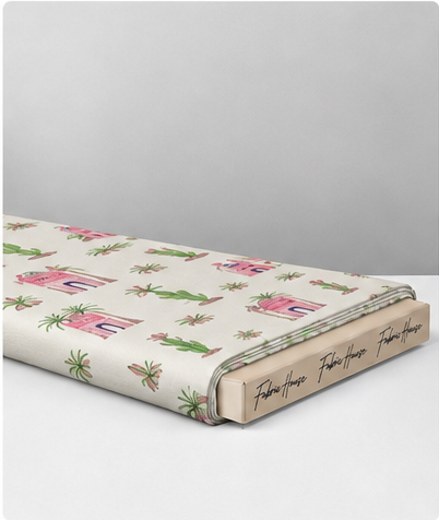 Pink Playful Illustrated Motifs silk folded