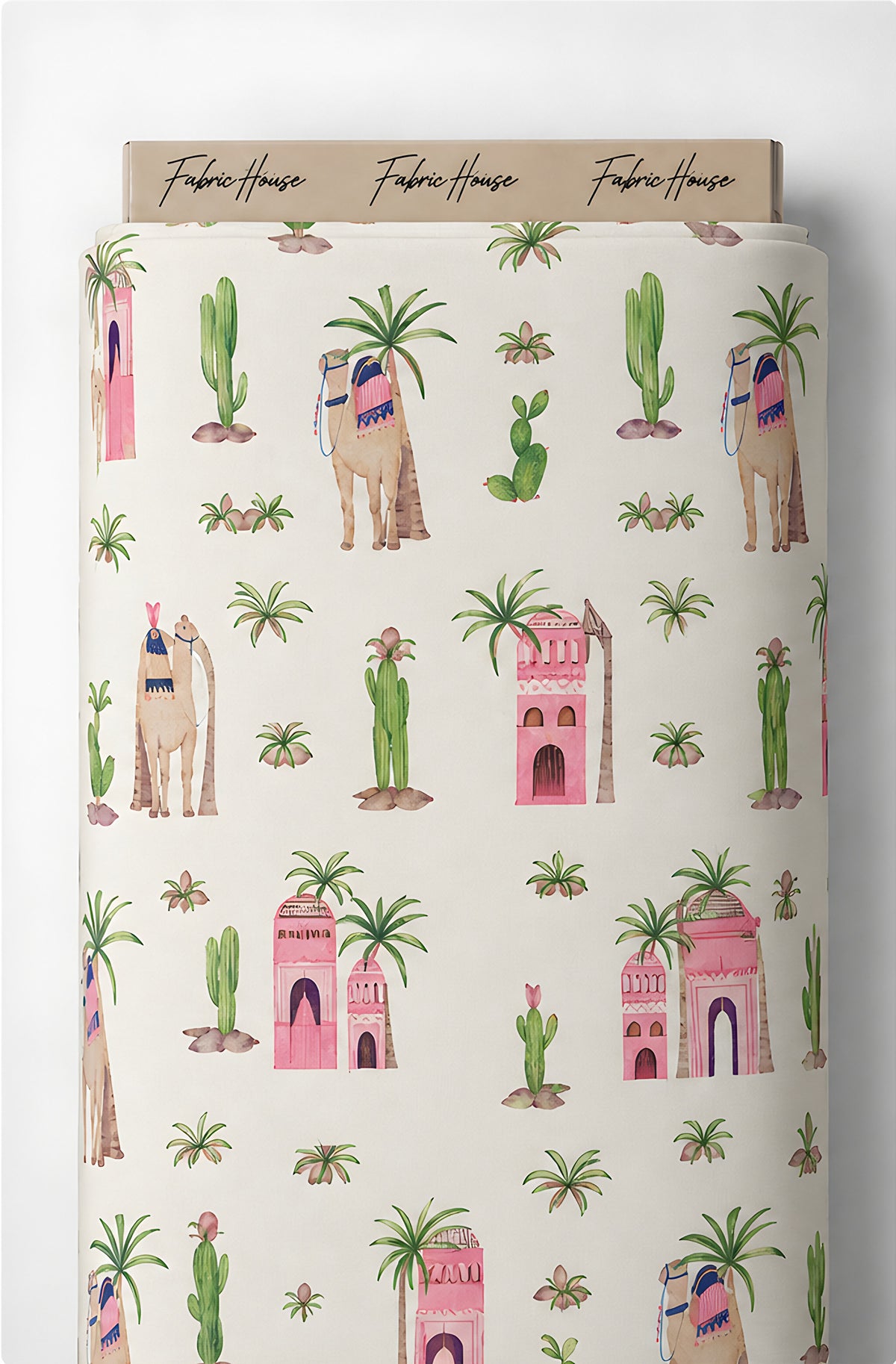 Pink Playful Illustrated Motifs silk full roll